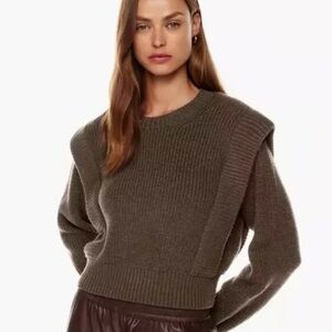 NWT Aritzia Grazia Brown padded shoulder Sweater